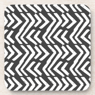 Black Hand Drawn Chevron Pattern Coaster