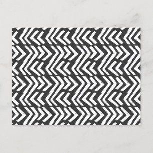 Black Hand Drawn Chevron Pattern Holiday Postcard