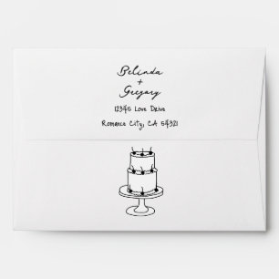 Black Hand Drawn Illustrations Doodles Wedding Envelope