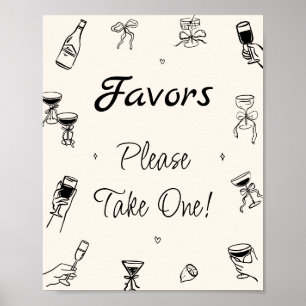 Black Hand Drawn Italian Bridal Shower Favour Poster