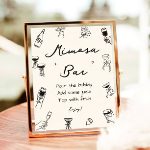Black Hand Drawn Italian Bridal Shower Mimosa Bar Poster