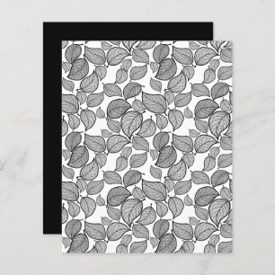 Black Hand-Drawn Leaves on White Scrapbook Paper