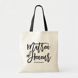 Black Hand Lettering Matron of Honour Tote Bag