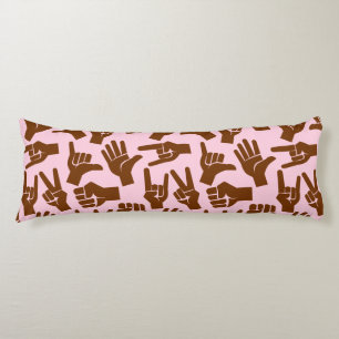 Black Hand Signal Peace Rock Fight Chill Surf Stop Body Cushion