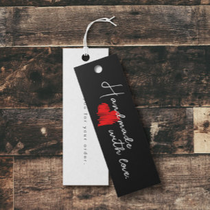 Black Handmade With Love Hang Tag Cards
