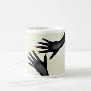 Black Hands with Colourful Nails Pop Art Coffee Mug