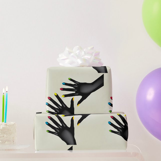 Black Hands with Colourful Nails Pop Art Wrapping Paper (Creator Uploaded)