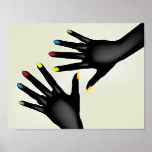 Black Hands With Painted Nails Poster
