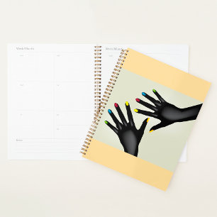 Black Hands With Painted Nails Spiral Planner