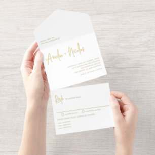 Black Handwriting Modern Typography Wedding All In One Invitation