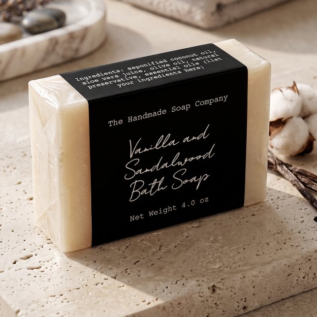 Black Handwritten Look Soap Label (Creator Uploaded)