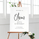 Black Handwritten Script 40th Birthday Welcome Poster<br><div class="desc">Welcome guests to your event with this customisable birthday party welcome sign. It features a handwritten script and simple typography. Personalise this minimalist 40th birthday welcome sign by adding your own event details. The texts are fully editable for any event. This handwritten birthday welcome sign is perfect for any event....</div>