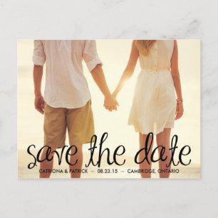 Black Handwritten Script Save the Date Postcard