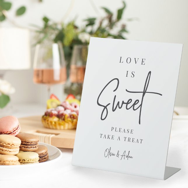 Black | Handwritten Script Wedding Dessert Table Pedestal Sign (Creator Uploaded)