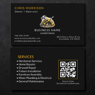 Black Handyman Services QR Code Business Card
