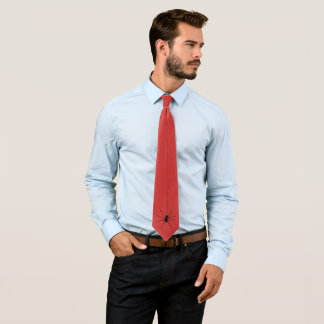 Black Hanging Spider on Persian Red Colour Tie