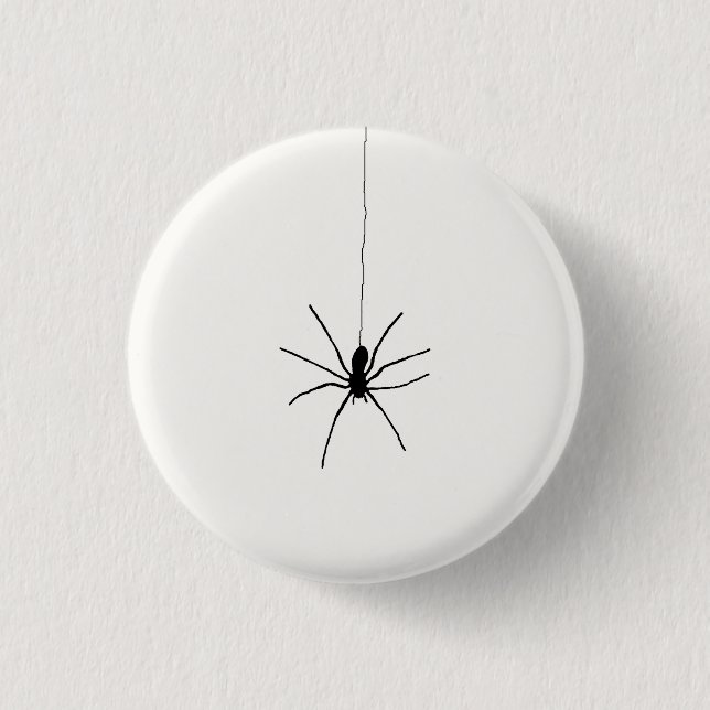 Black Hanging Spider on White 3 Cm Round Badge (Front)