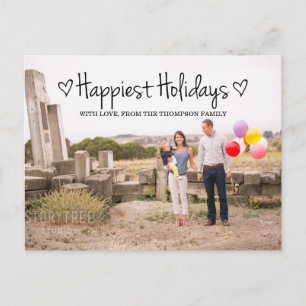 Black Happiest Holidays Photo Postcard