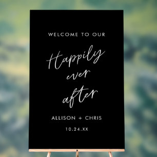 Black Happily Ever After Wedding Welcome Acrylic Sign