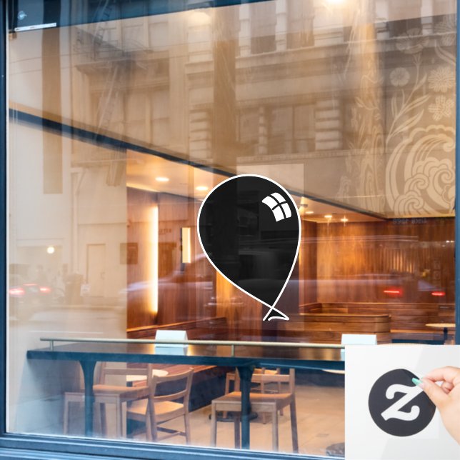 Black Happy Balloon (Cafe Window)