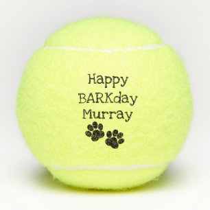 Black Happy Barkday Birthday Pet Dog Toy Tennis Balls