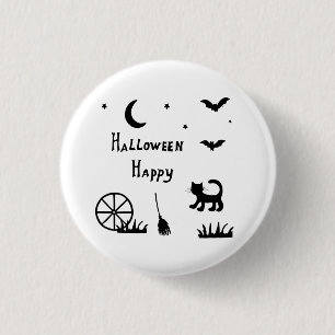 Black Happy Halloween horror spooky      3 Cm Round Badge