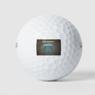 black happy hanukkah golf balls
