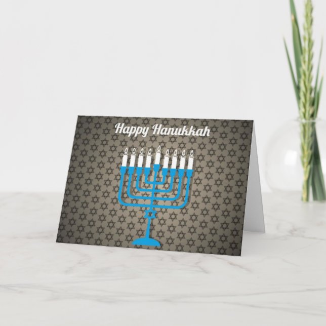 black happy hanukkah invitation (Front)
