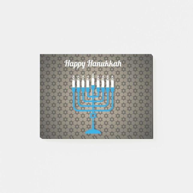 black happy hanukkah post-it notes (Front)