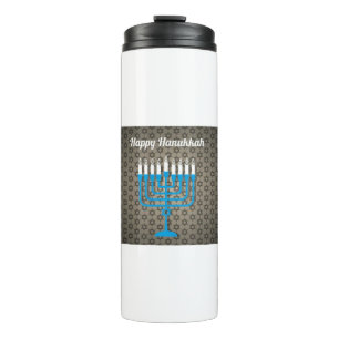 black happy hanukkah thermal tumbler