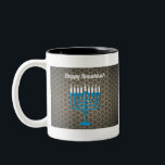 black happy hanukkah Two-Tone coffee mug<br><div class="desc">"black happy hanukkah ", "hanukkah menorah", "happy hanukkah", channuka, channukah, chanukah,  chanukkah, hannuka, hannukah, Hanukkah</div>