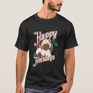 Black Happy Holidays African American Santa Mrs Cl T-Shirt