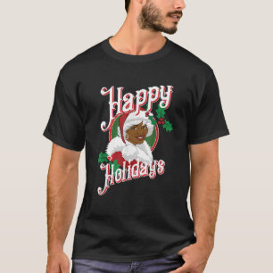 Black Happy Holidays African American Santa Mrs Cl T-Shirt