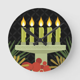 black happy kwanzaa round clock