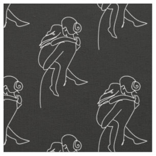 black happy mothers day line drawing fabric