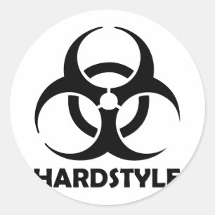 black hardstyle tribal classic round sticker