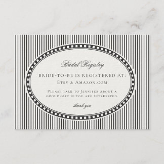 Black Harlequin Checkered Bridal Registry Enclosure Card