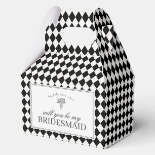 Black Harlequin Chequered Bridesmaid Proposal Box