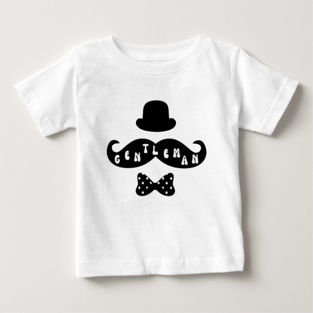 Black Hat Moustache Casual Baby Boy T-Shirt (Front)
