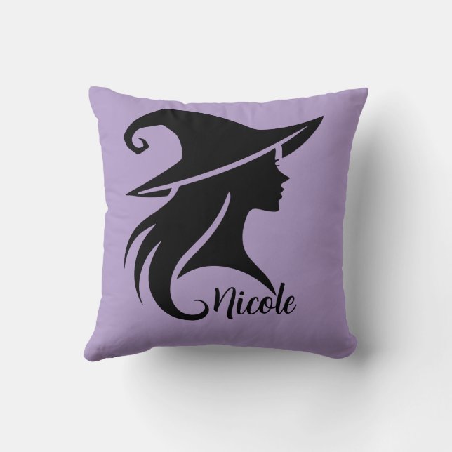 Black Hat Witch Wiccan Witches Halloween Cushion (Back)