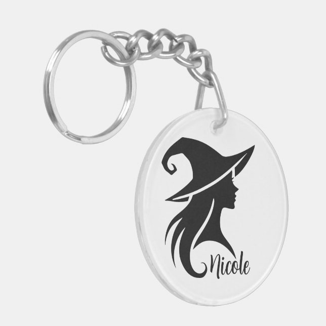 Black Hat Witch Wiccan Witches Halloween  Key Ring (Front Left)