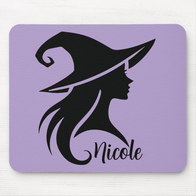 Black Hat Witch Wiccan Witches Halloween Mouse Pad (Front)
