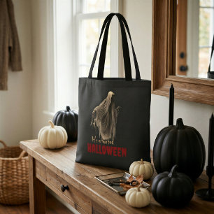 Black Haunted Halloween Ghost Black Tote Bag