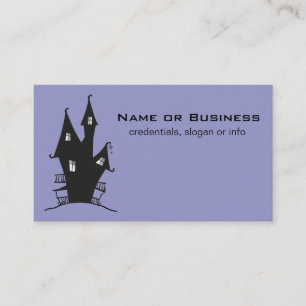 Black Haunted House on Purple Background Business Card