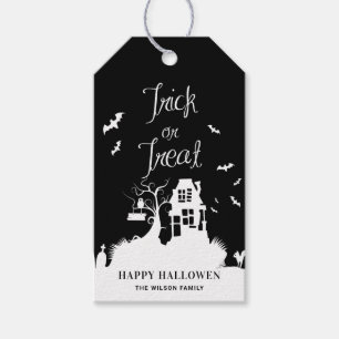 Black Haunted House Trick or Treat Halloween  Gift Tags