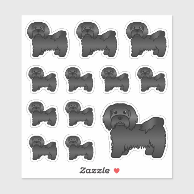 Black Havanese Cute Cartoon Dog Illustrations (Sheet)