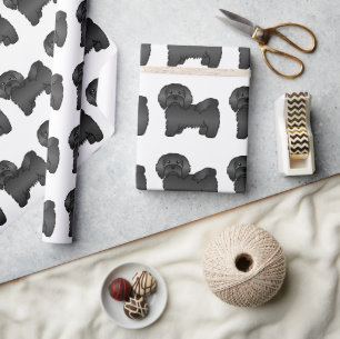 Black Havanese Cute Cartoon Dog Pattern Wrapping Paper