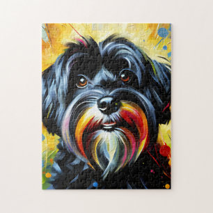 Black Havanese Dog Acrylic Print Dog Lover Gift Jigsaw Puzzle