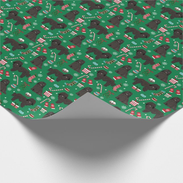 Black Havanese dog christmas Wrapping Paper (Corner)
