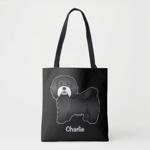 Black Havanese With White Moustache And Custom Tex Tote Bag